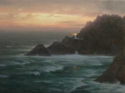 "Heceta Head: Nightfall"  9x12, Oil, $975