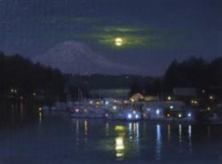 "Gig Harbor Moonrise"  6x8, Oil