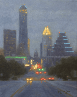 "Austin Texas by Dusk"  8x10, Oil