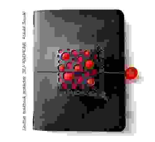 Leather notebook cover red