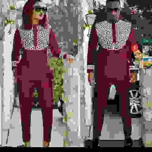 Afro-Versace Ladies 2 Pc Outfit Blue or Burgundy 