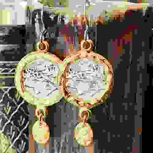 Ancient Coin Earrings with Dangle