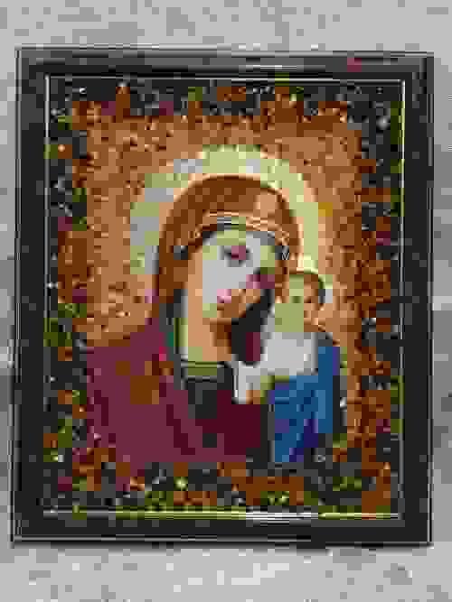 Christian Icon with Natural Baltic Amber