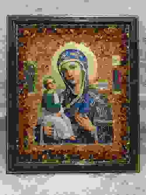 Christian Icon with Natural Baltic Amber