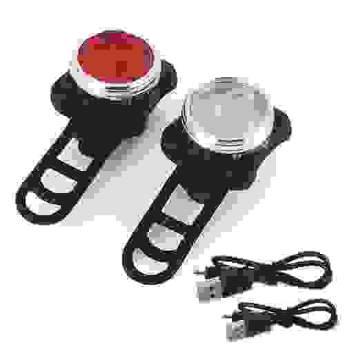 LST-120 USB Rechargeable Bike Light Set,Super Bright Front Headlight and Rear LED Bicycle Light