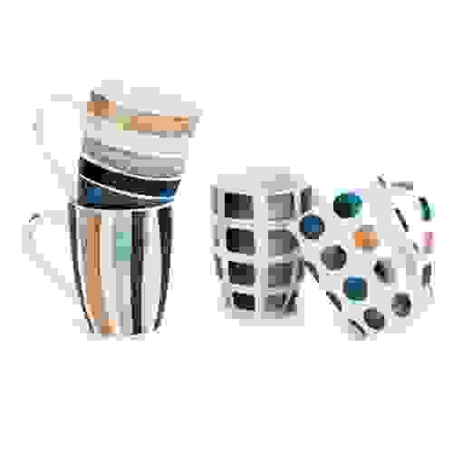 MACHUMA Set of 4 11.5oz Marble Patterns Coffee Mugs, Ceramic Tea Cup Set. 