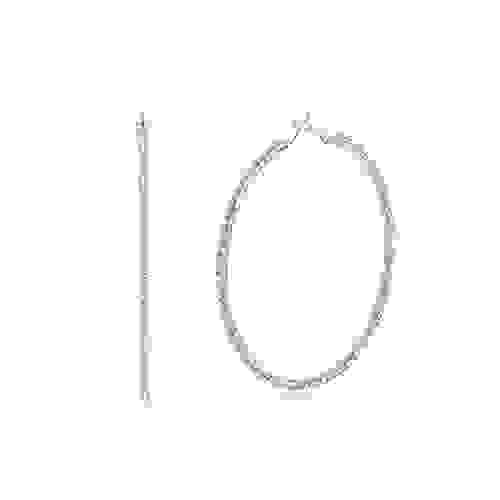 Silver Diamond Trimmed Hoops