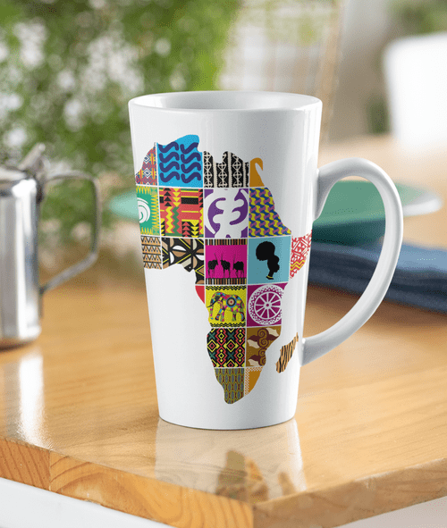 Africa Adinkra panels 17oz latte mug