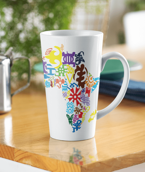 Africa Adinkra (coloured) 17oz latte mug