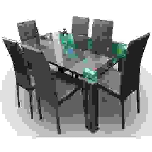 High Standard Glass dining table plus 6 Leather chairs