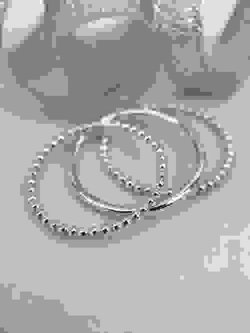 Beautiful sterling silver smooth & beaded stacking rings