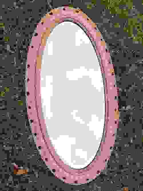 Large Refurbished Antique Oval Ornate Framed Mirror 