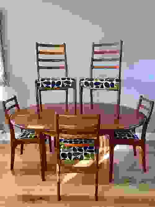SOLD - G Plan Round Table with 5 G Plan Ladderback Chairs / Refurbished / Orla Kiely 