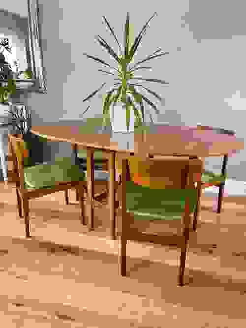 SOLD - NATHAN Set of 4 Dining Room Chairs with Drop-Leaf Table / Reupholstered / 1960s