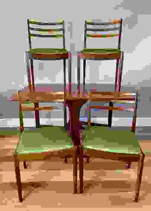 SOLD - G Plan Set of 4 Chairs & Drop Leaf Gate Leg Table / Refurbished / VB Wilkins
