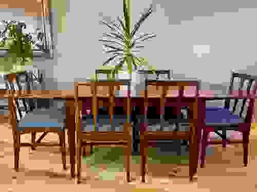 SOLD - A. Younger For Heals Afromosia Dining Table & 6 Chairs Mid Century RARE