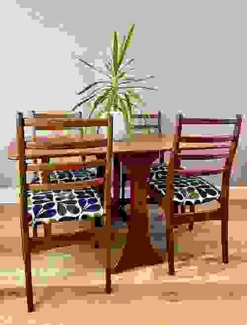 SOLD G Plan Set of 4 Teak Dining Chairs in Orla Kiely & G Plan Gate Leg Table 