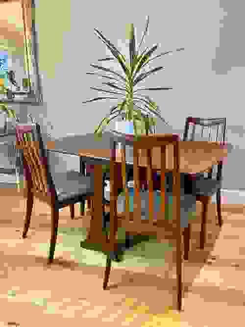 SOLD - G Plan Teak Set of 4 Chairs Reupholstered & Drop Leaf Table SELLER REFURBISHED