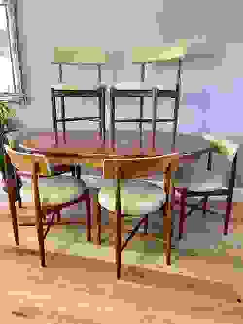 SOLD  · G Plan Fresco Teak Extending Oval Dining Table & 6 Leather Chairs Kofod Larsen