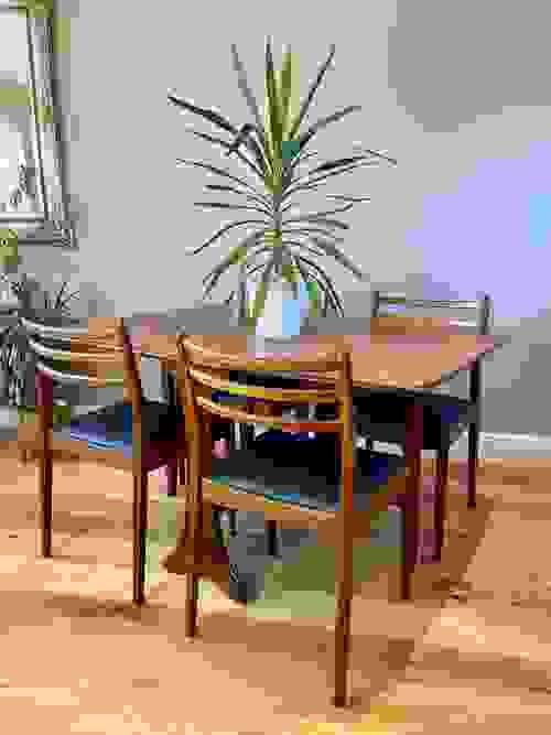 SOLD - G Plan Set of 4 Chairs in Black Faux Leather with G Plan Drop Leaf Table  