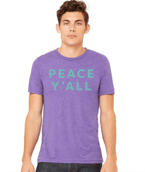 Adult Peace Y'all T Shirt - Purple 