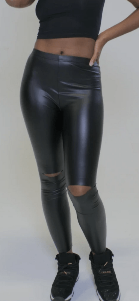 Black Pants with Cut-Out Knee