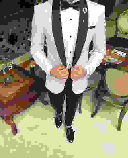Black Light Blue Mosaic Suit