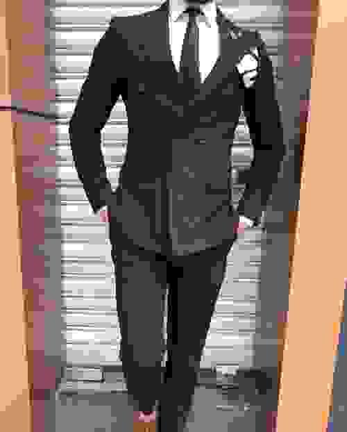 Black Striped Poly Cotton Suit II