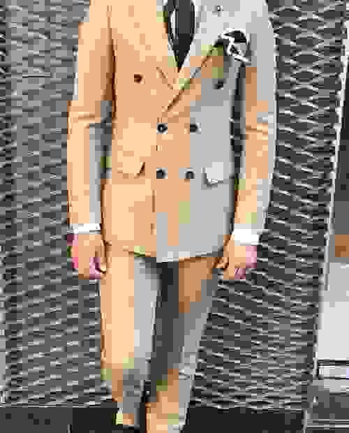 Beige Poly Cotton Suit