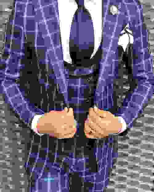 Dark Blue Squared Slim Fit Suit