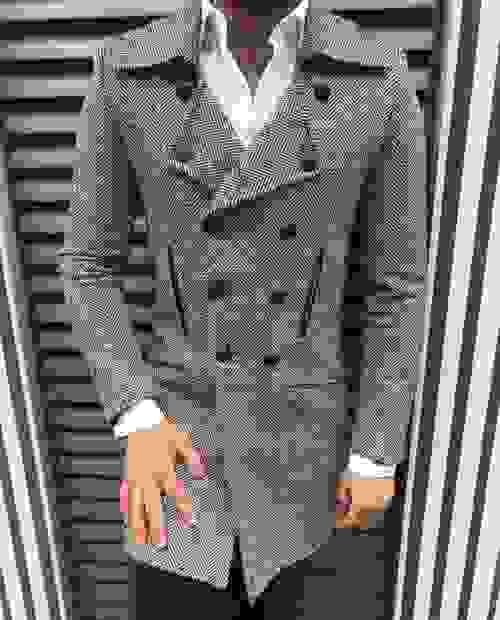 Light Grey Knot Long Winter Coat