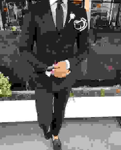 Black Poly Cotton Suit