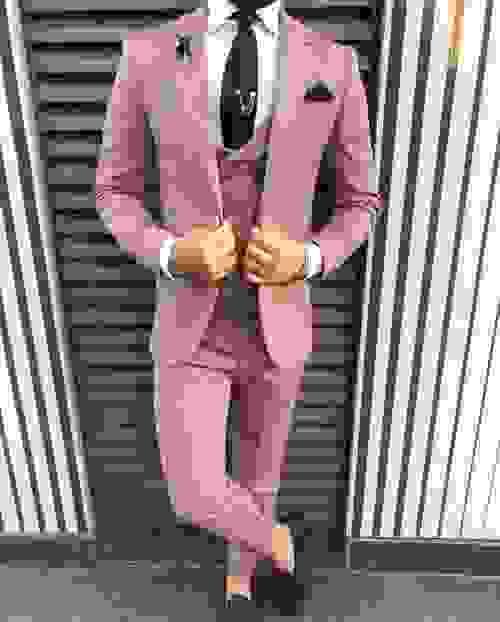 Rose Cotton Slim Fit Suit