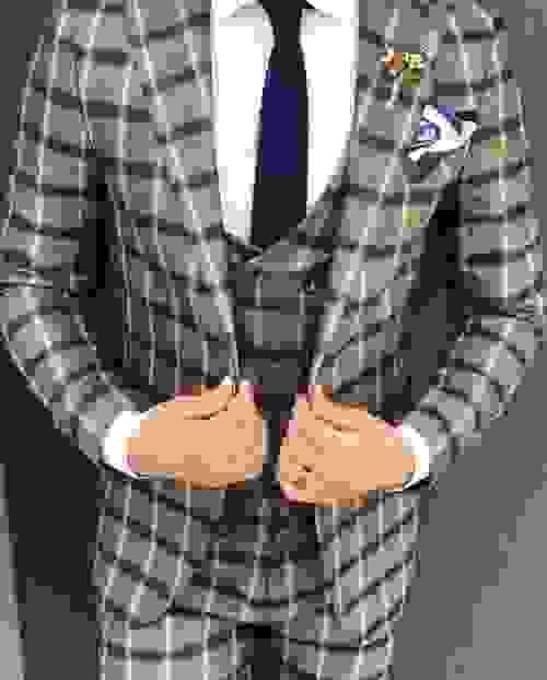 Beige Navy Squared Slim Fit Suit