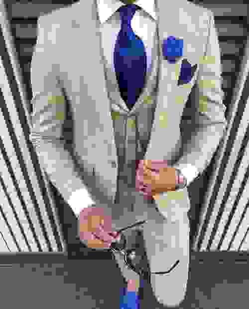 Beige Carré Slim Fit Suit