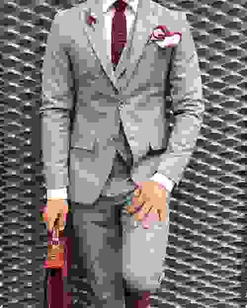 Grey Blue Cotton Suit