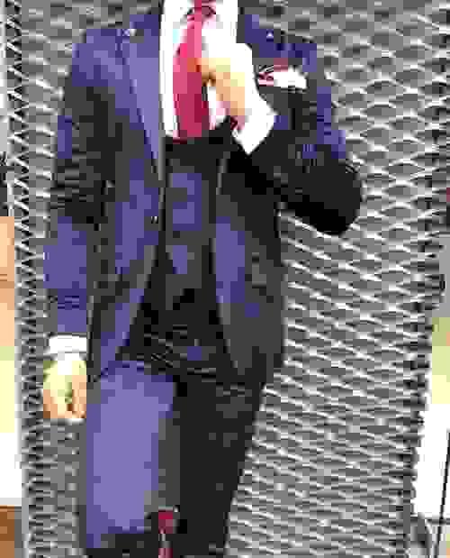 Navy Velvet Slim Fit Velvet Suit