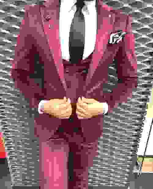 Burgundy Velvet Slim Fit Suit