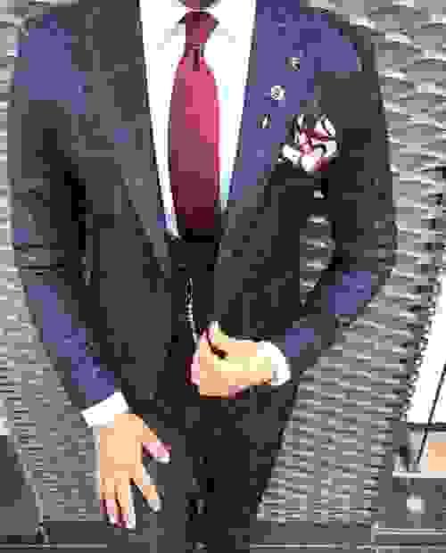 Navy Squared Polyester Suit