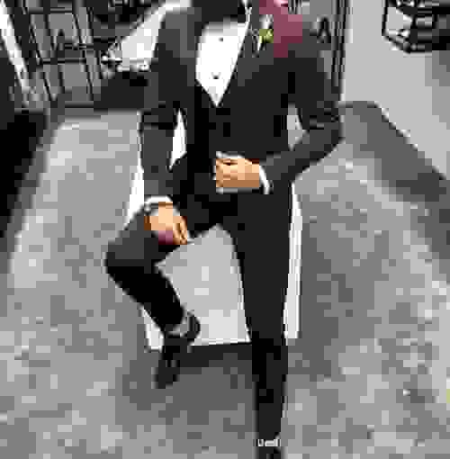 Black Burgundy Suit