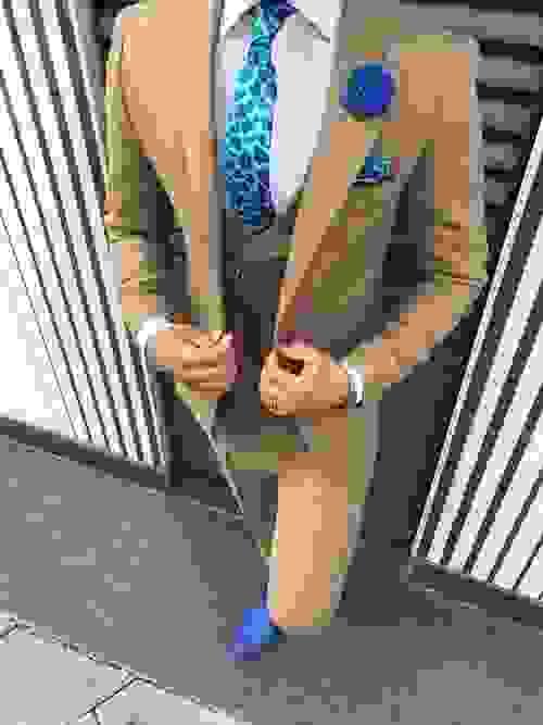 Dark Beige Poly Cotton Slim Fit Suit