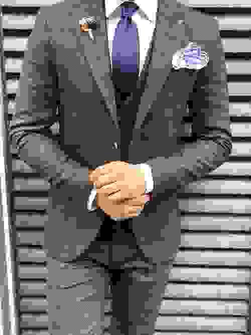 Brown Striped Slim Fit Suit