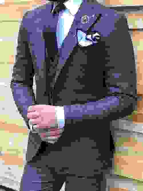 Dark Grey Striped Slim Fit Suit