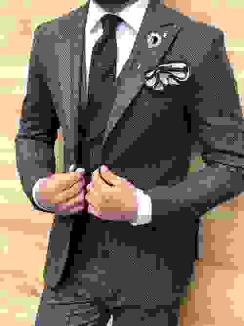 Dark Green Striped Slim Fit Suit