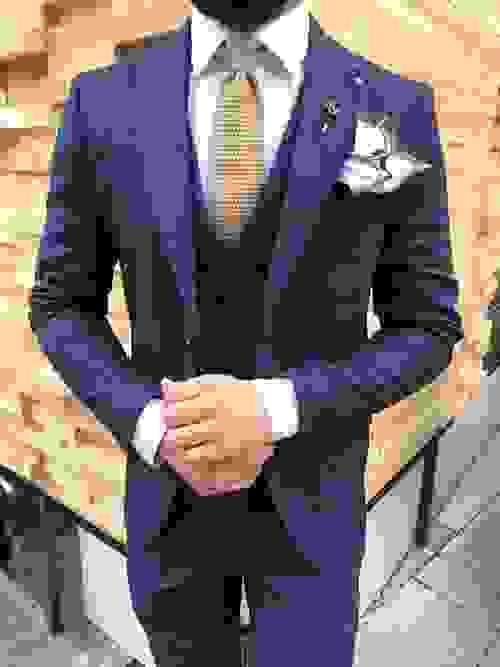 Navy Striped Wool Suit