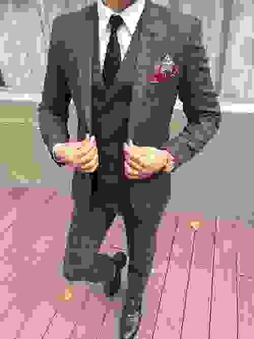 Burgundy Wool Slim Fit Suit
