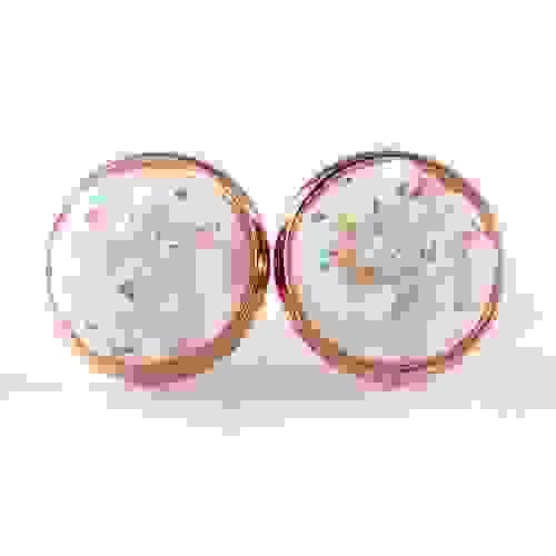 Opal white faux druzy rose gold earrings