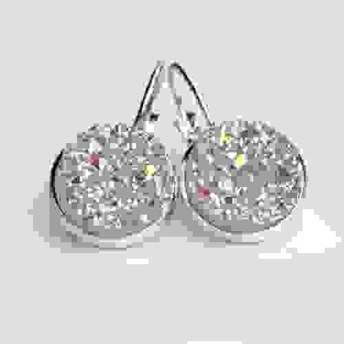 Light Mauve faux druzy silver leverback earrings