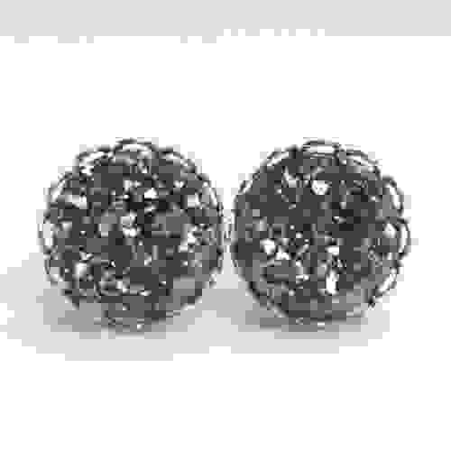 Grey faux druzy rose gold lace earrings