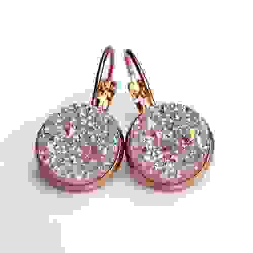Light Mauve faux druzy rose gold earrings